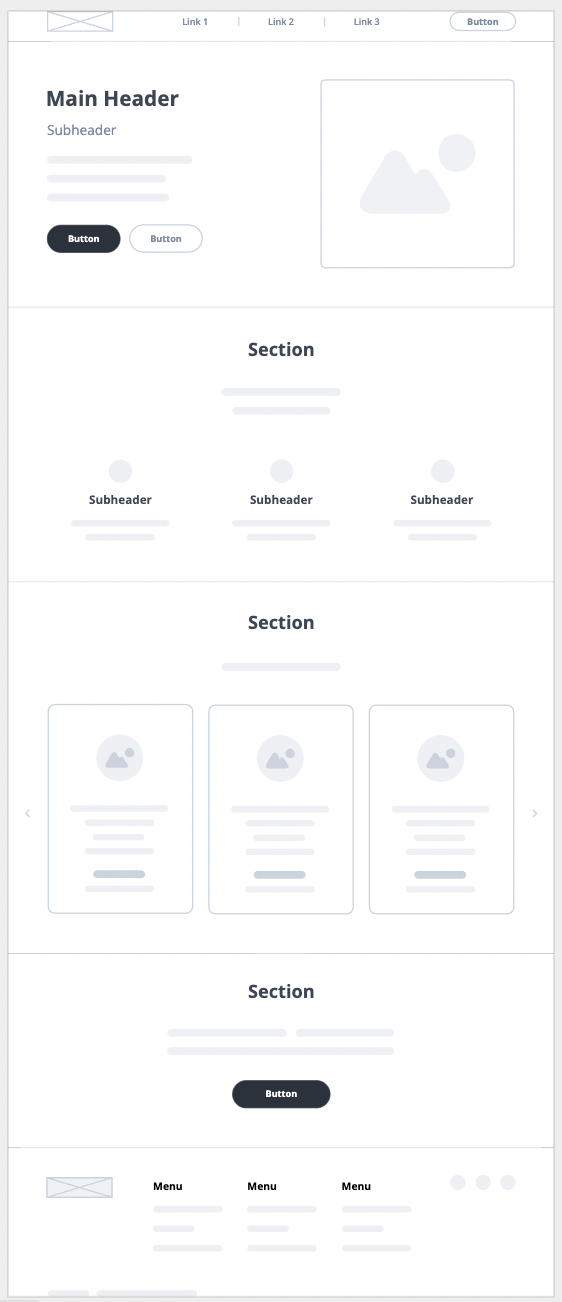 home page wireframe